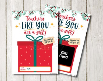 Teacher Christmas Gift Card Holder Printable - Virtual Learning Teacher Holiday Thank You Card - PTA PTO School Staff Appreciation