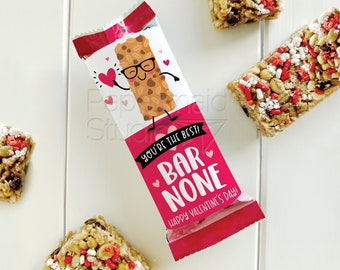 Mueslireep Valentine Tags - Afdrukbare Mini Mueslireep Valentine Wrap Labels - Taaie Muesli Valentijn Sticker - Bar Geen Je bent de beste