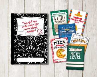College Student Gift Card Book Printable Bundle - College Survival Kit - High School Graduation Gift Card Holder - College Going Away Gift