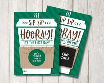 Back to School Teacher Gift Coffee Printable - First Day of School Teacher Gift Card Holder - Teacher Thank You Coffee Card - Thanks a Latte