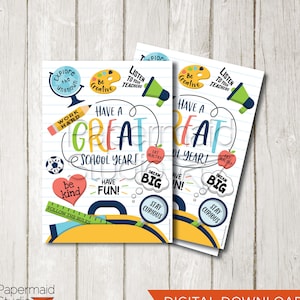 Terug naar school-kaart afdrukbaar - lerarenkaart - cadeaukaart eerste schooldag - fijne schooldag