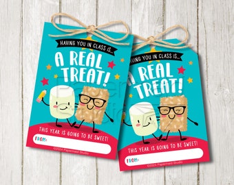 Back to School Crispy Rice Treat Tags - Printable Rice Crispy Labels - Marshmallow Treat Snack - Student Welcome Back Gift - First Day
