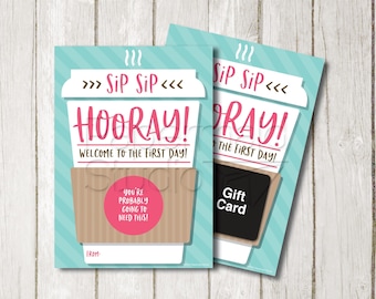 PRINTABLE Back to School Coffee Teacher Gift Card Holder - First Day of School Teacher Card - Teacher Thank You Coffee Card Thanks s Latte