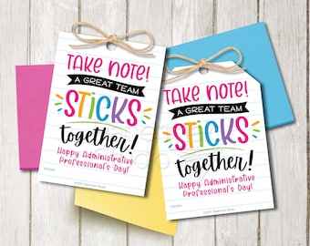 Etichetta regalo stampabile per la giornata dei professionisti amministrativi - Regalo di apprezzamento per i dipendenti - Etichetta per post-it - Etichetta di ringraziamento per il personale - Etichetta per prendere appunti