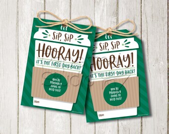 Welcome Back Coffee Gift Tag Printable - Staff Employee Office Return to Work - First Day of School Teacher Card - Thanks a Latte