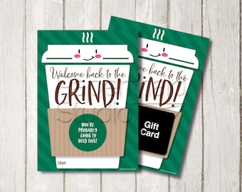 Back to School Teacher Gift - Welcome Back Teacher - Welcome Back to the Grind - First Day of School Card - Printable Coffee Teacher Card