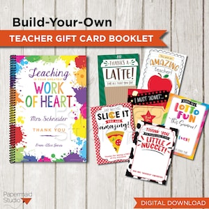 Teacher Gift Card Book Printable Teacher Gift Card Holder Set Teacher Appreciation Gift End of Year Teacher Gift Card Build Your Own image 1