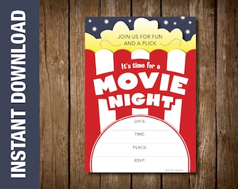 custom movie themed birthday party invitation movie theme etsy