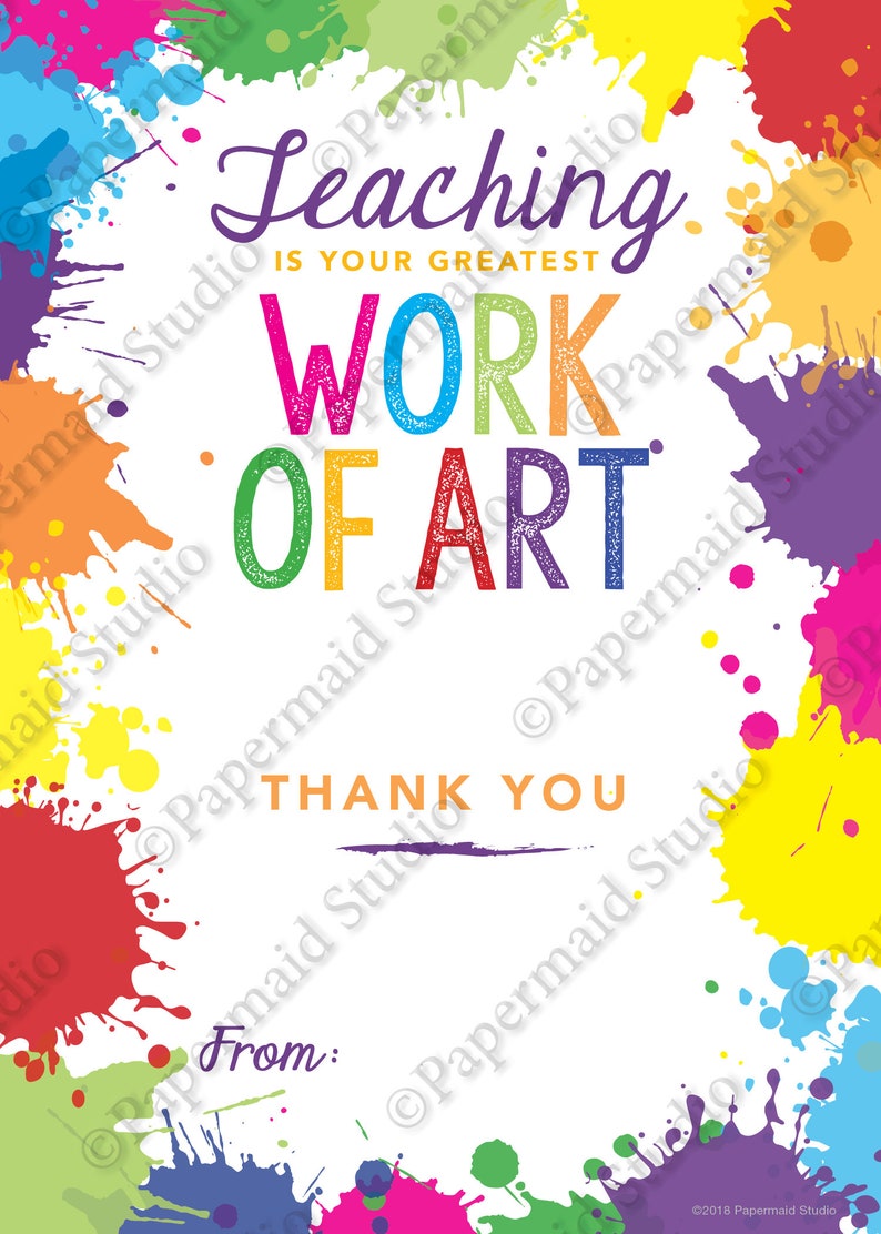 PRINTABLE Art Teacher Thank You Gift Card Holder Teaching is Etsy