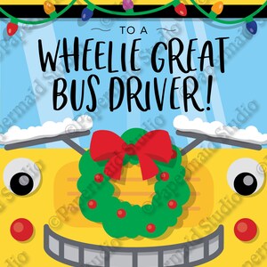 PRINTABLE Bus Driver Christmas Card Thank You -- Printable Bus Driver ...