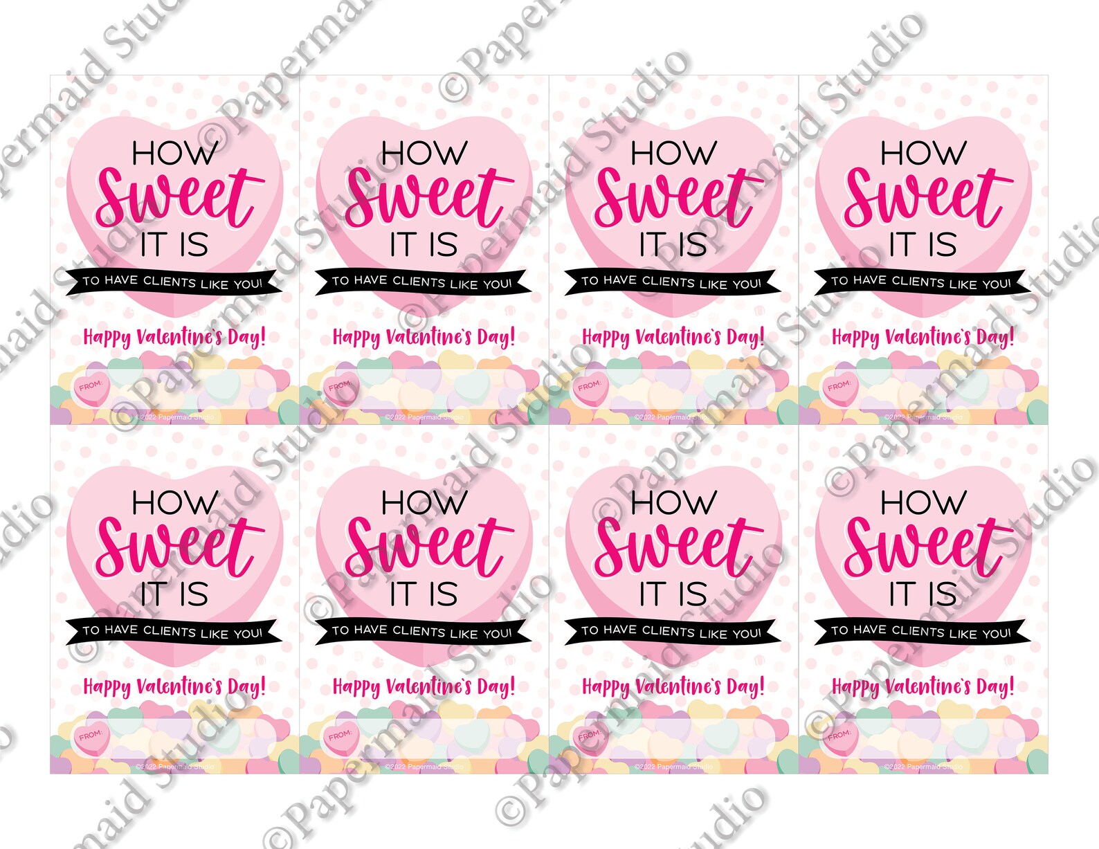 PRINTABLE Valentine's Day Candy Hearts Gift Tag for Client Valentine ...