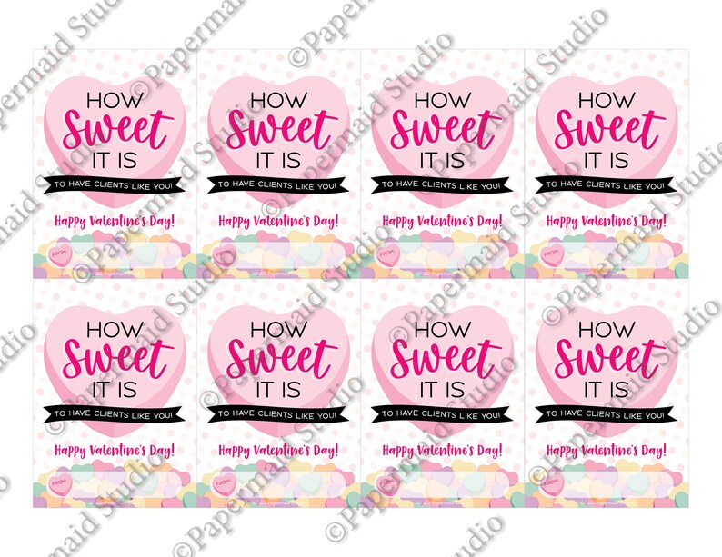 PRINTABLE Valentine's Day Candy Hearts Gift Tag for Client Valentine ...