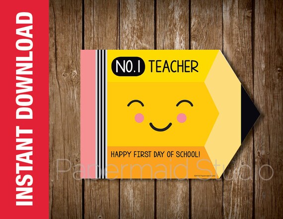 PRINTABLE Back to School Teacher Card First Day of School | Etsy