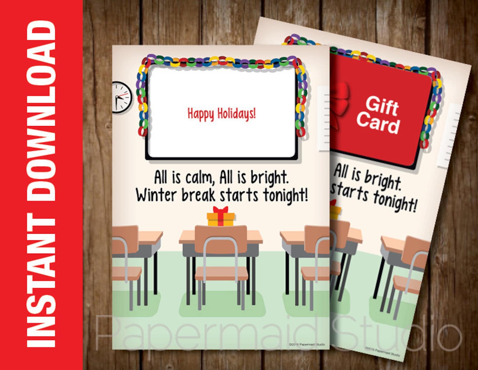 PRINTABLE Teacher Christmas Gift Card Holder Classroom | Etsy