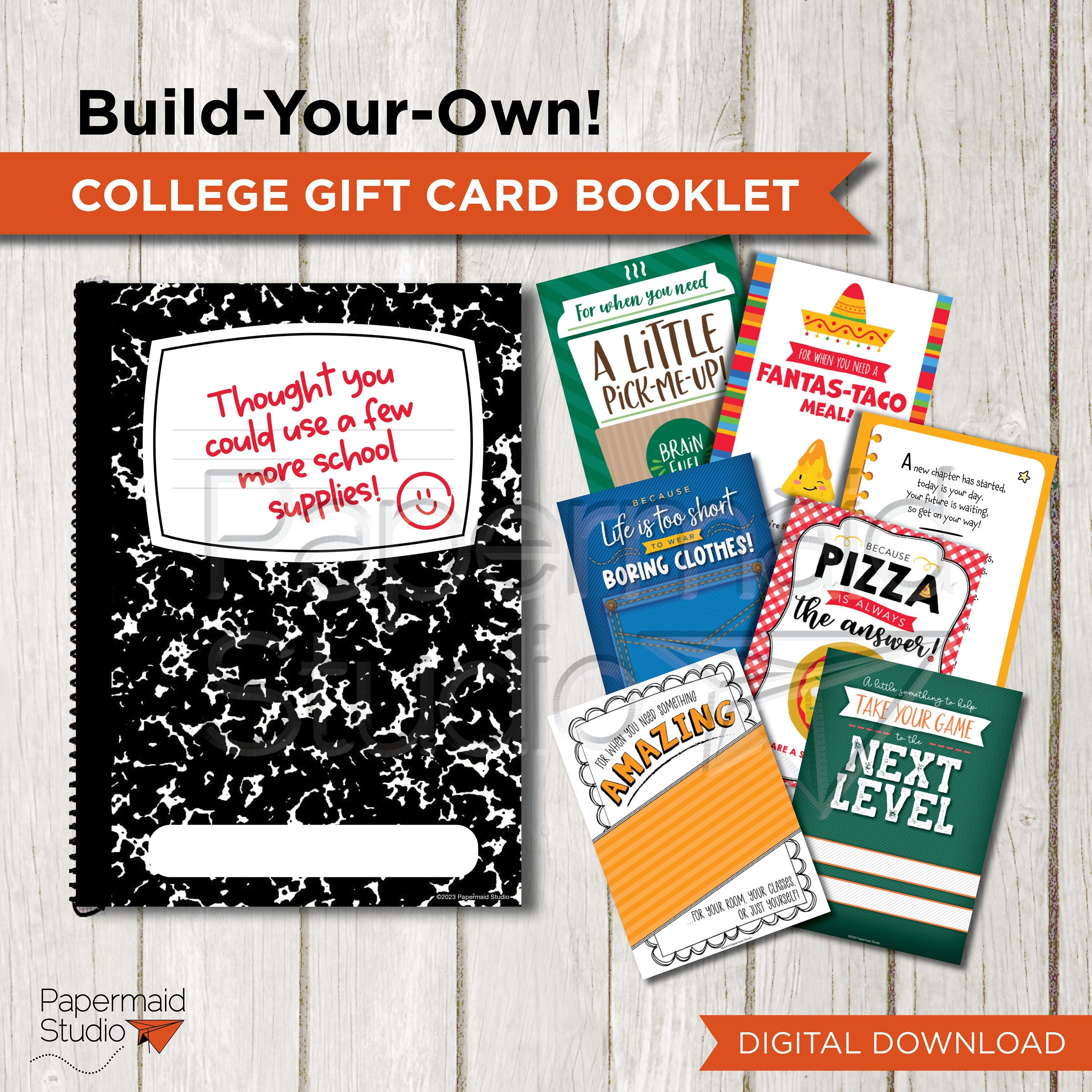 College Student Gift Card Book Printable Bundle College Survival Kit High  School Graduation Gift Card Holder College Going Away Gift 
