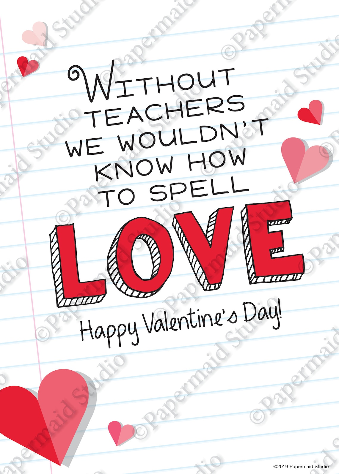 PRINTABLE Teacher Valentine Card Valentine's Day Card Etsy