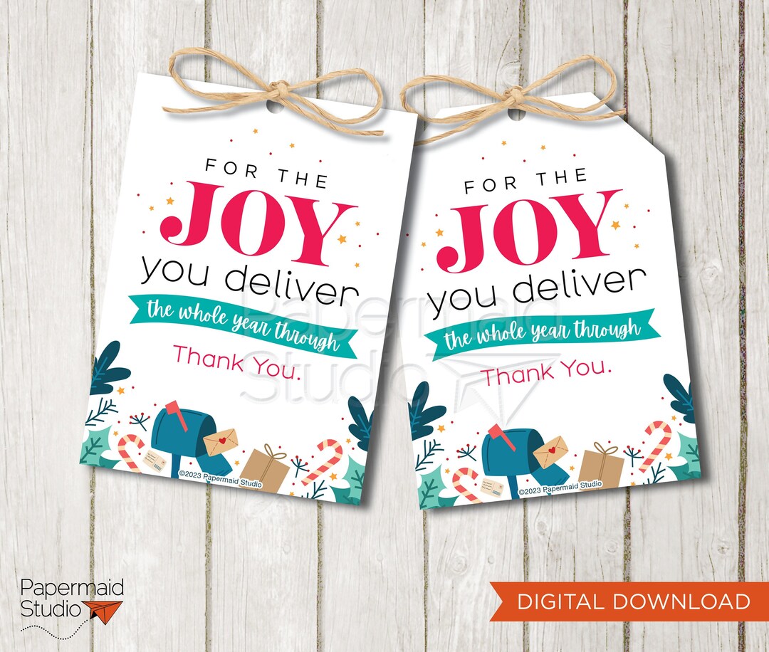 Mailman Christmas Gift Tag Printable Letter Carrier Thank You Card ...