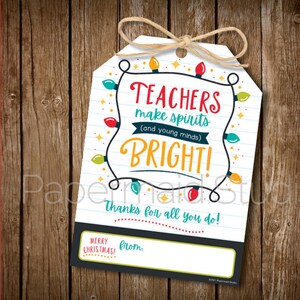 Etiqueta de presente de Natal do professor para impressão - Cartão de agradecimento de férias do professor de aprendizagem virtual - PTA PTO Etiqueta de agradecimento do pessoal da escola