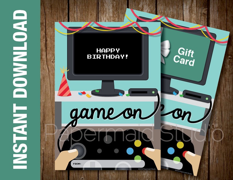 Porte Cartes Cadeaux Printable De Jeu Video Carte Etsy