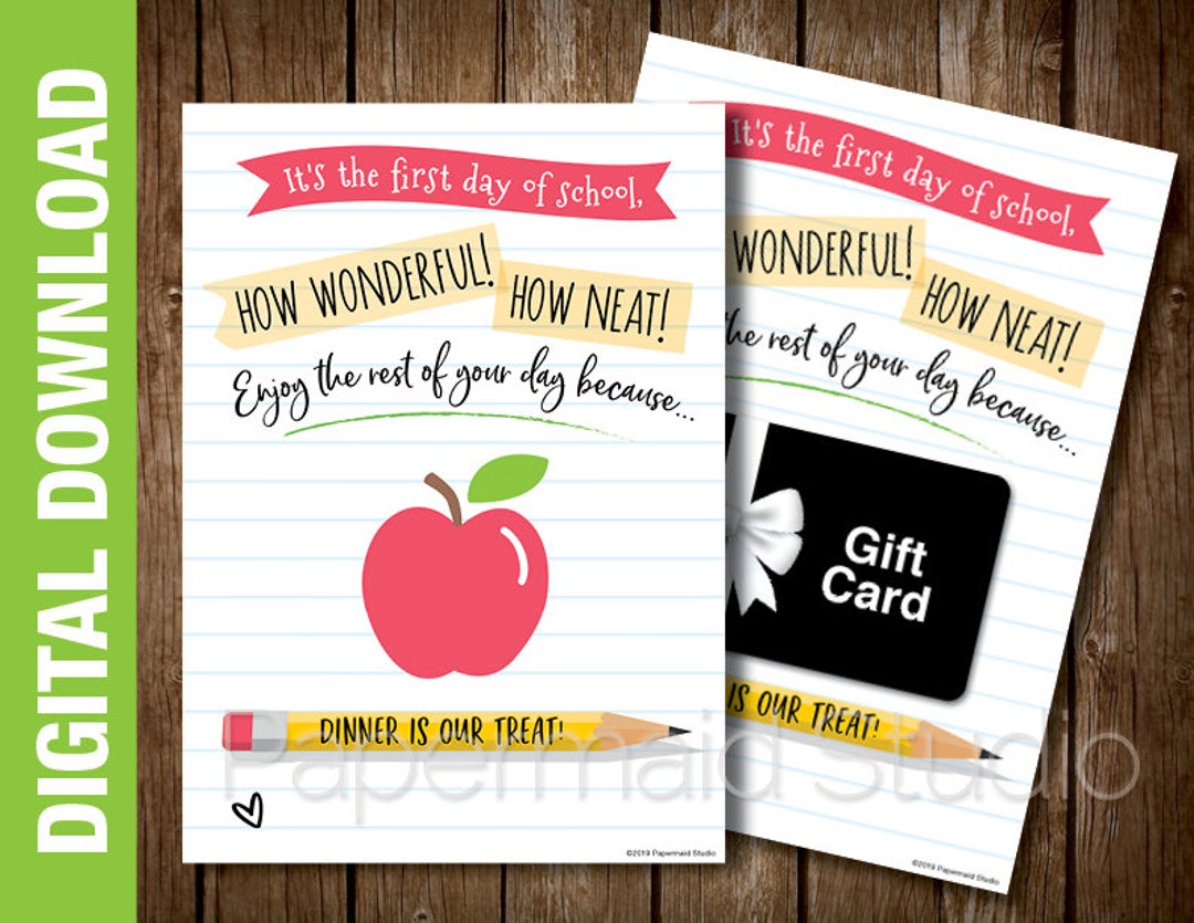 PRINTABLE First Day of School Teacher Gift Card Holder - Welcome Back ...