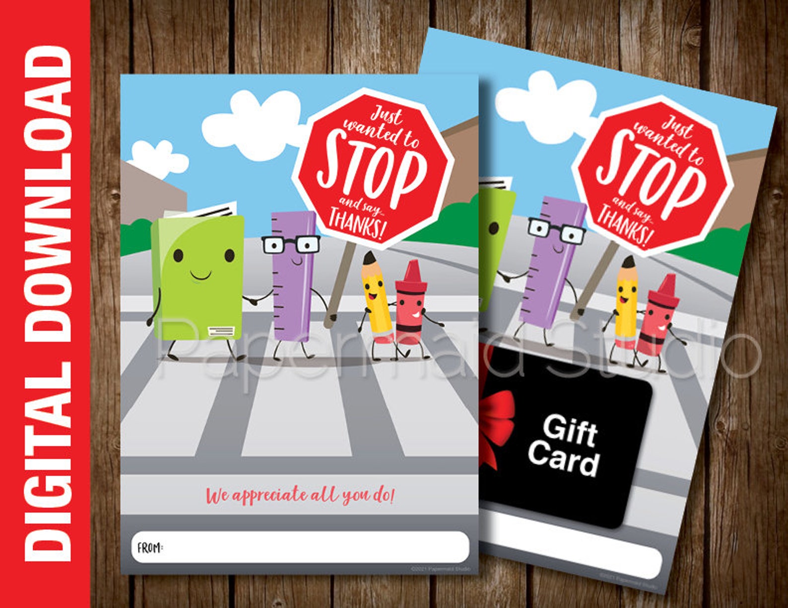 PRINTABLE Crossing Guard Thank You Card Crossing Guard Etsy