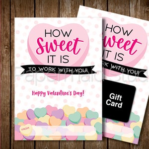 AFDRUKBARE collega Valentijnsdag kaart - Sweet Treat Candy Coffee Valentine - Staff Employee Boss Customer Valentines Gift Card Holder