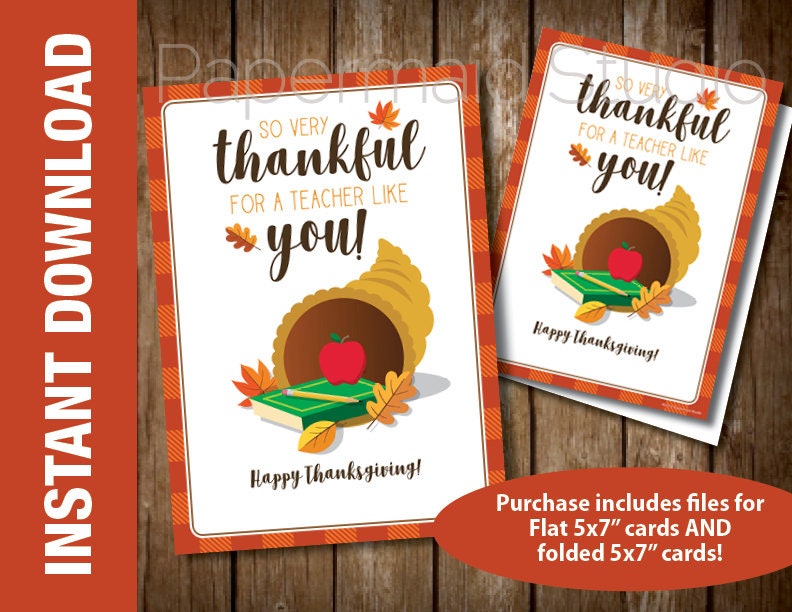 PRINTABLE Teacher Thanksgiving Card School Teacher | Etsy