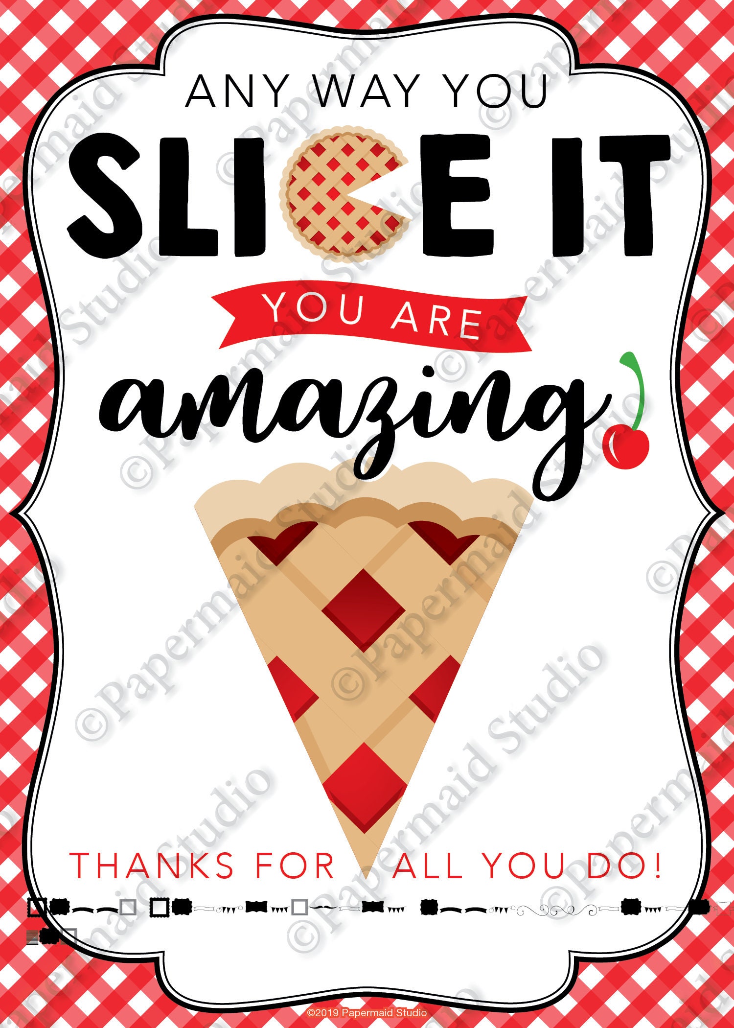 PRINTABLE Teacher Cherry Pie Gift Card Holder Teacher Thank Etsy