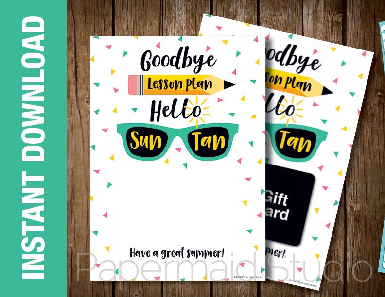 Last Day of School Teacher Thank You Card Printable Teacher ...