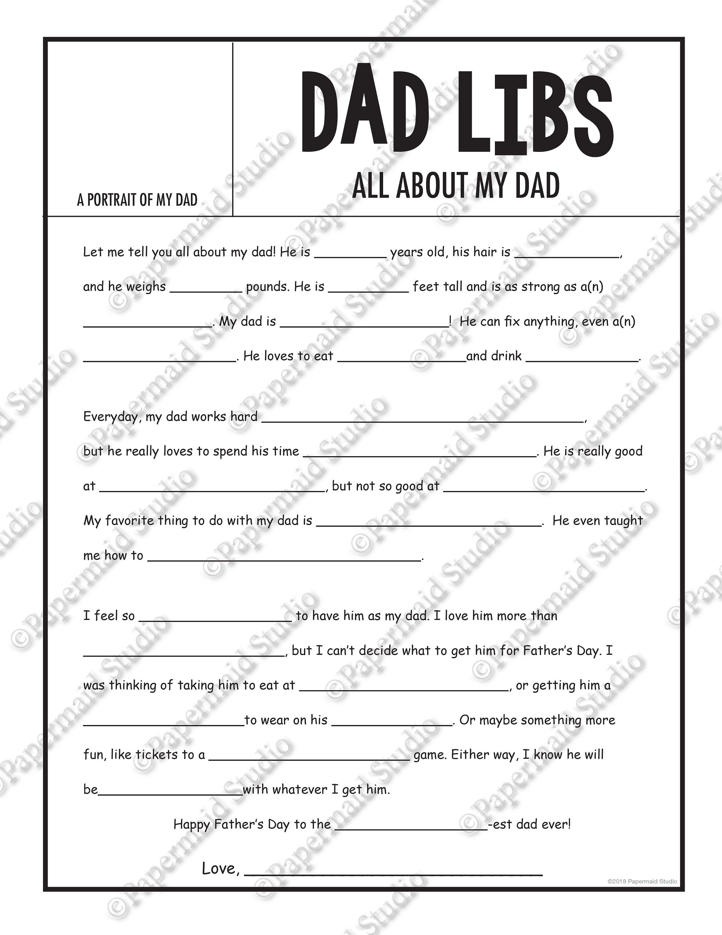 Fathers Day Fill In The Blank Printable Free