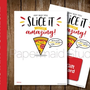 Employee Appreciation Gift Printable Card Holder - Administrative Professionals Day Gift - Thank You Staff Pizza Gift Card Holder