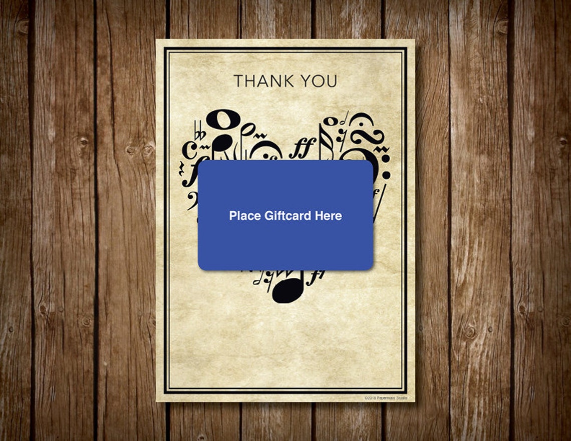 PRINTABLE Music Teacher Thank You Card -- Printable Music Teacher Gift ...