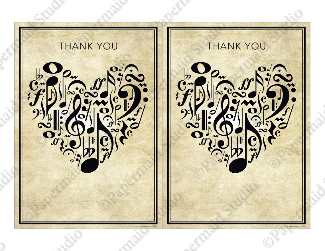 PRINTABLE Music Teacher Thank You Card -- Printable Music Teacher Gift ...