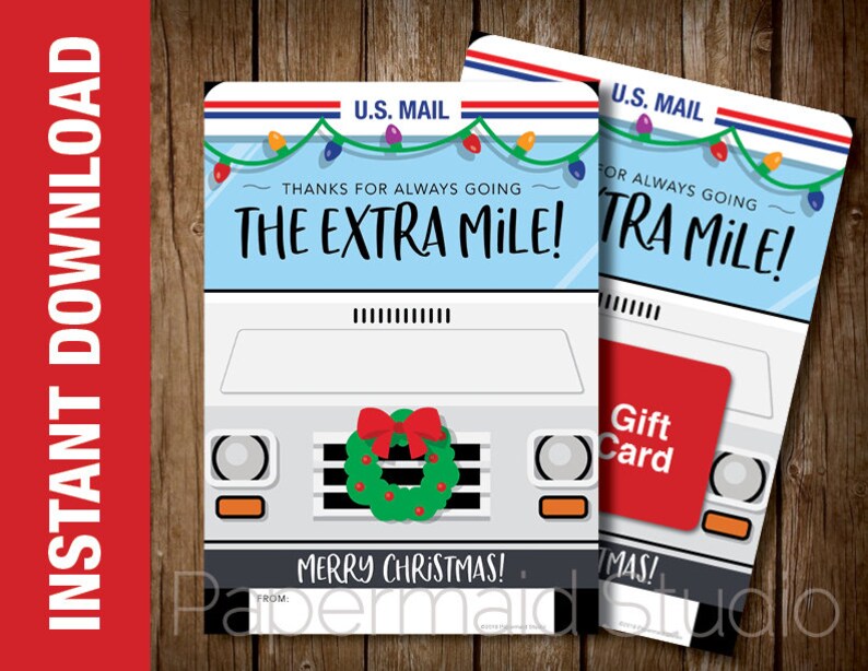 PRINTABLE Mailman Christmas Card Letter Carrier Thank You | Etsy