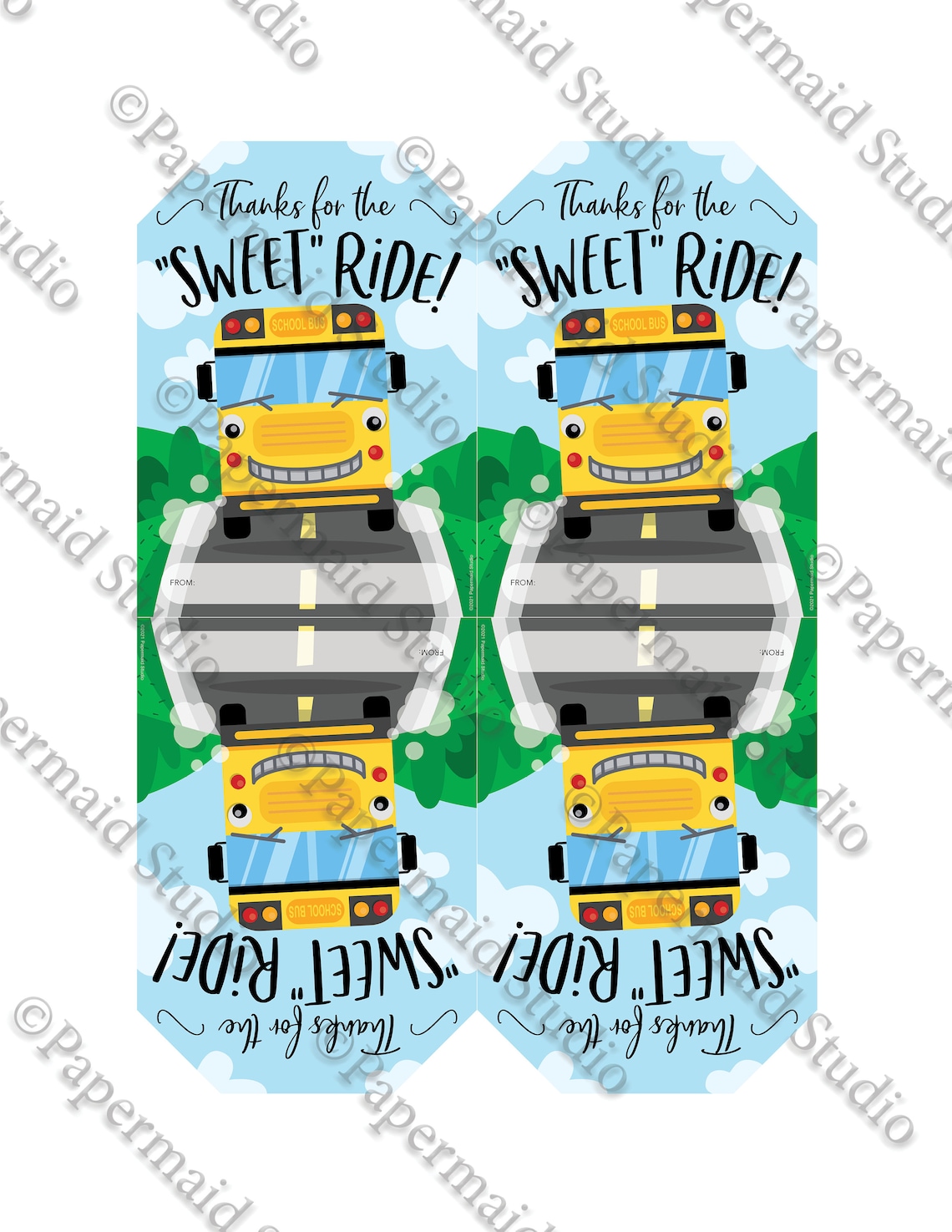 PRINTABLE Bus Driver Gift Tag Thank you for the SWEET ride | Etsy