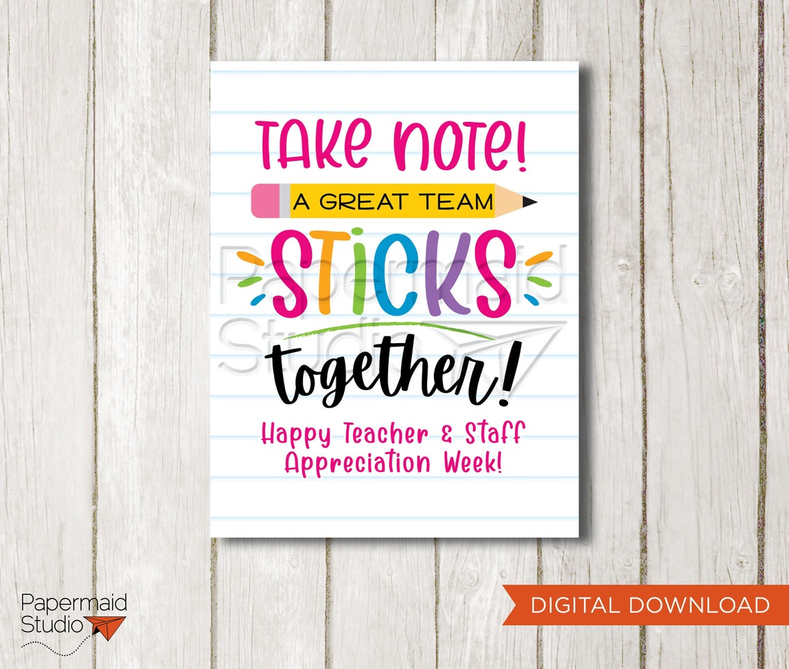 Teacher Appreciation Sticky Note Sign Printable - Staff Appreciation ...