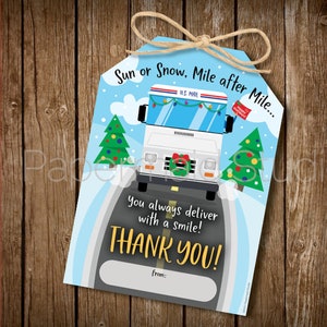 DRUCKBARE Mailman Weihnachtsgeschenkanhänger - Briefträger-Dankeskarte - Postarbeiter-Postperson-Hang-Tag - Mail-Zustellungs-Weihnachtsetikett