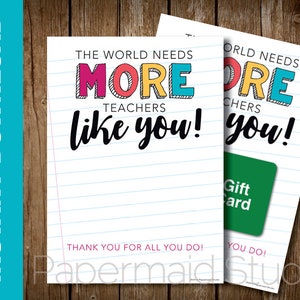 PRINTABLE Teacher Thank You Card - Teacher Appreciation Card - Teacher Gift Card Holder - Educator Thank You Card - Therapist Thank you Card
