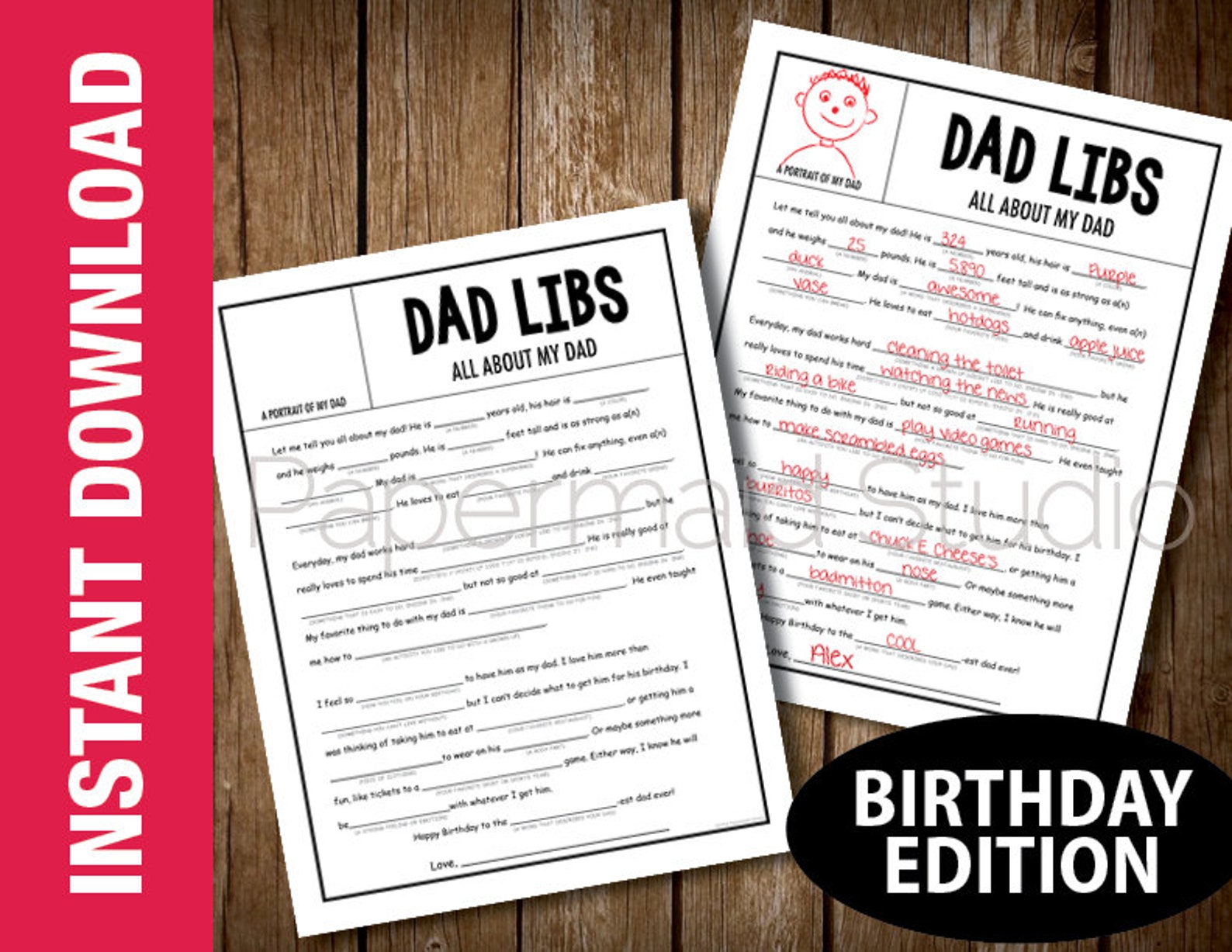 PRINTABLE All About My Dad Fill in the Blank Gift - Funny Birthday ...