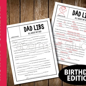 DRUCKBARE All About My Dad Fill In the Blank Geschenk - Lustiger Geburtstagsvater - "Alles über meinen Dad" - Vaterfragebogen Einzigartiges personalisiertes Geschenk