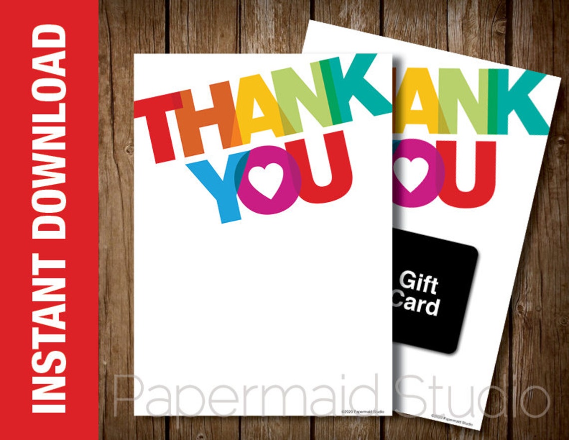 PRINTABLE Thank You Card or Gift Card Holder Employee Staff Etsy
