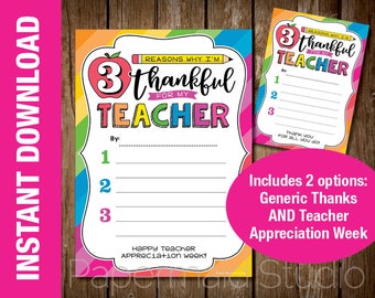 PRINTABLE All About My Teacher Thank You Card - End of Year Teacher Gift Card - Teacher Appreciation Fill in the Blank Card