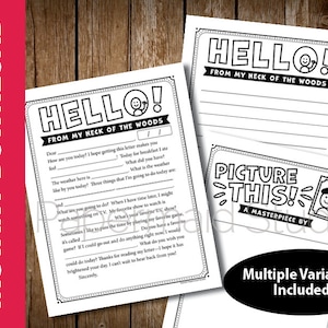 Plantilla de carta IMPRIMIBLE Pen Pal - Hojas de escritura para familiares y amigos - Hojas de trabajo escolar - Carta del maestro - Tarjeta de hogar de ancianos