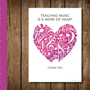 DRUCKBARE Musik Lehrer Valentinstag Karte -- Valentinstag Karte für Musik Lehrer -- Musik Note Herz 5 x 7 Digital Download