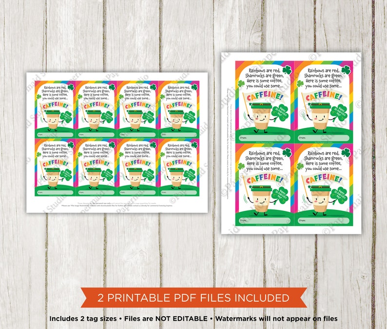 St Patricks Day Teacher Gift - Printable St Patricks Coffee Gift Tag ...