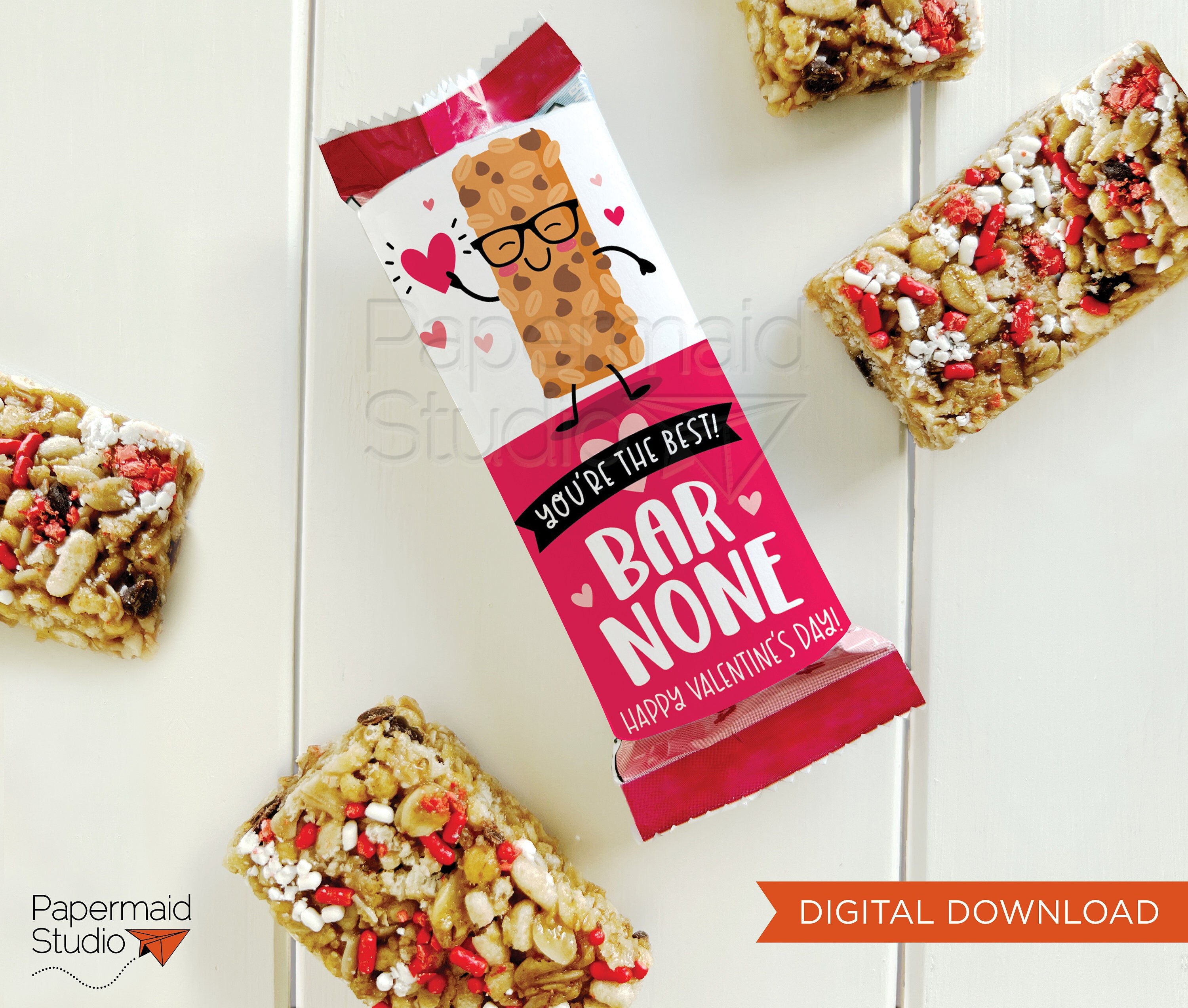 Granola Bar Valentine Tags Printable Mini Granola Bar Etsy