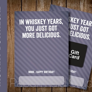 Funny Over the Hill Birthday Card Printable Birthday Gift Card Holder - Over the Hill Card - Whiskey Birthday Card - Coworker Birthday Card
