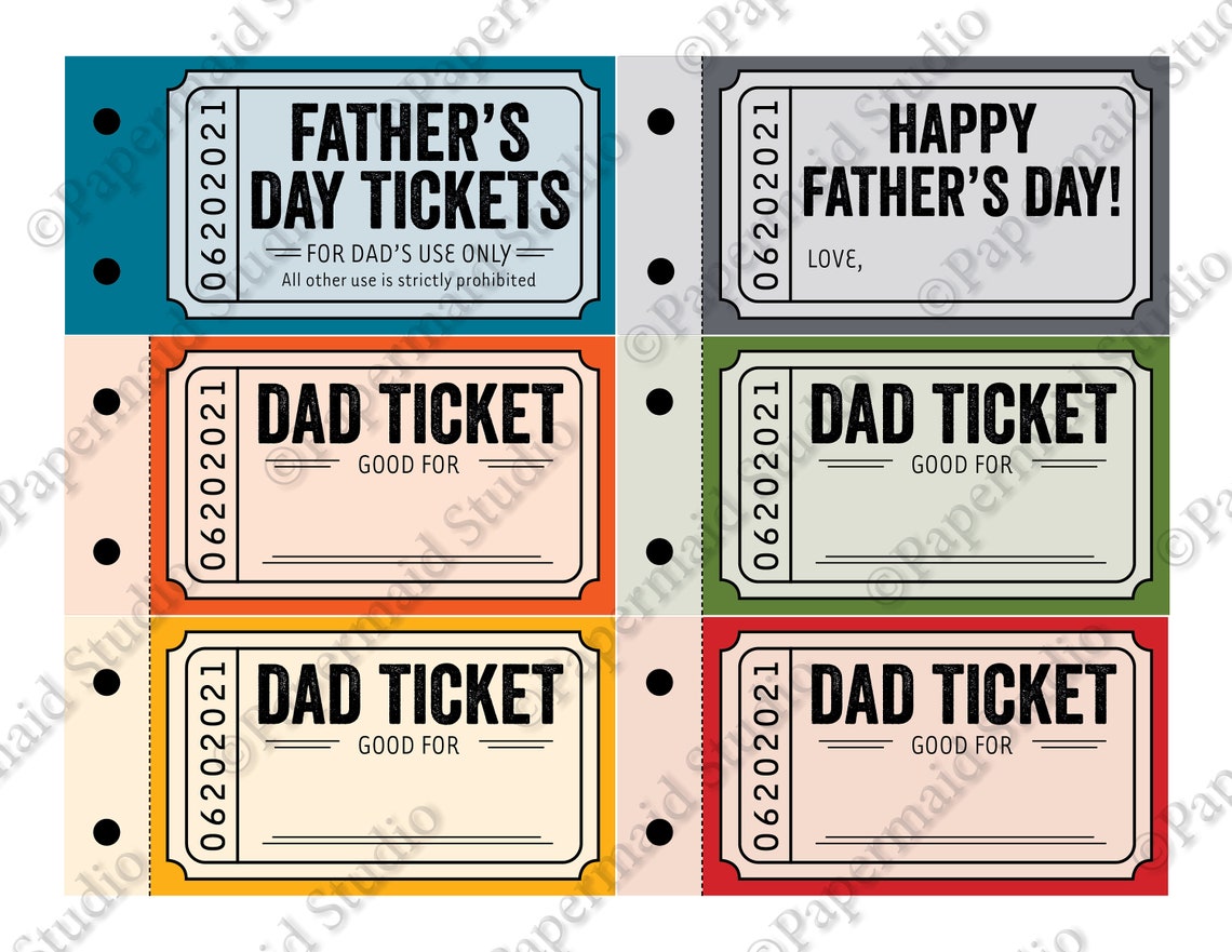 printableeditable fathers day coupons tickets diy gift