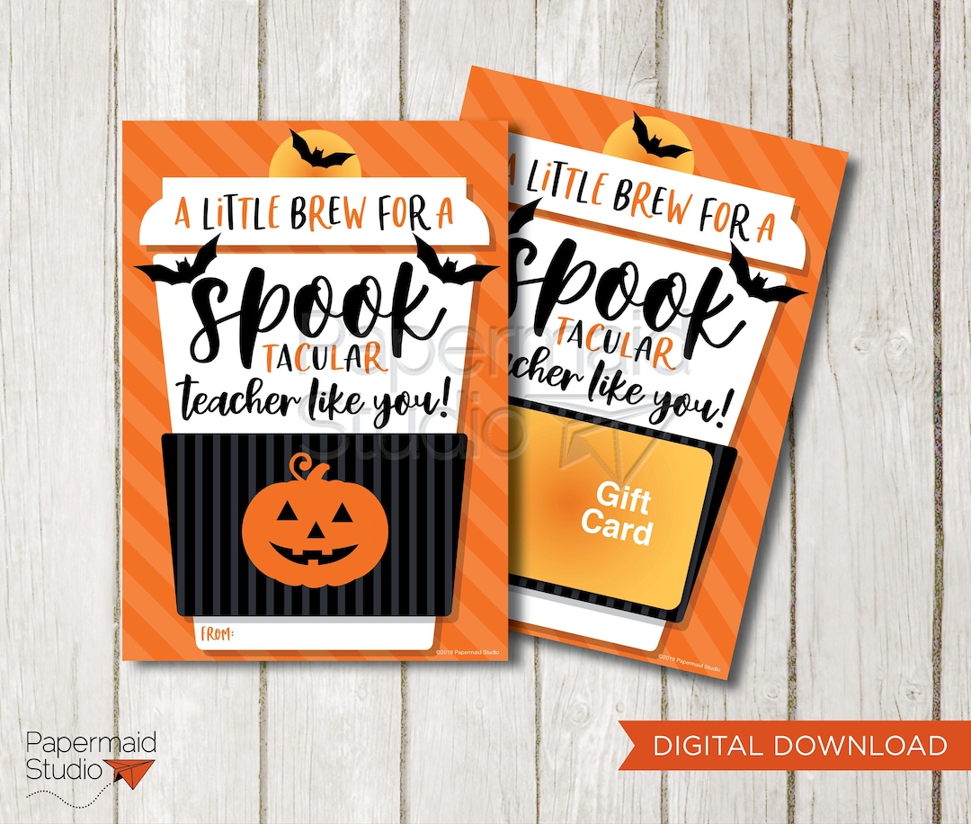Teacher Halloween Gift Card Holder for Coffee Printable Fall