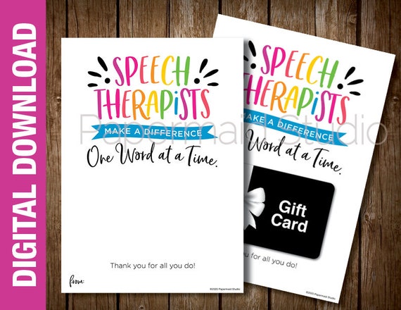 Speech Therapist Thank You Card Printable Teacher - Etsy